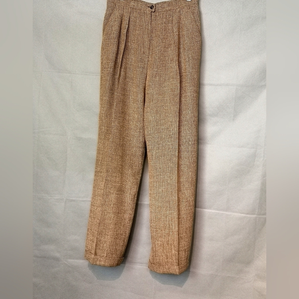 Vintage 90s Wool Tweed Brown Straight Leg Trousers